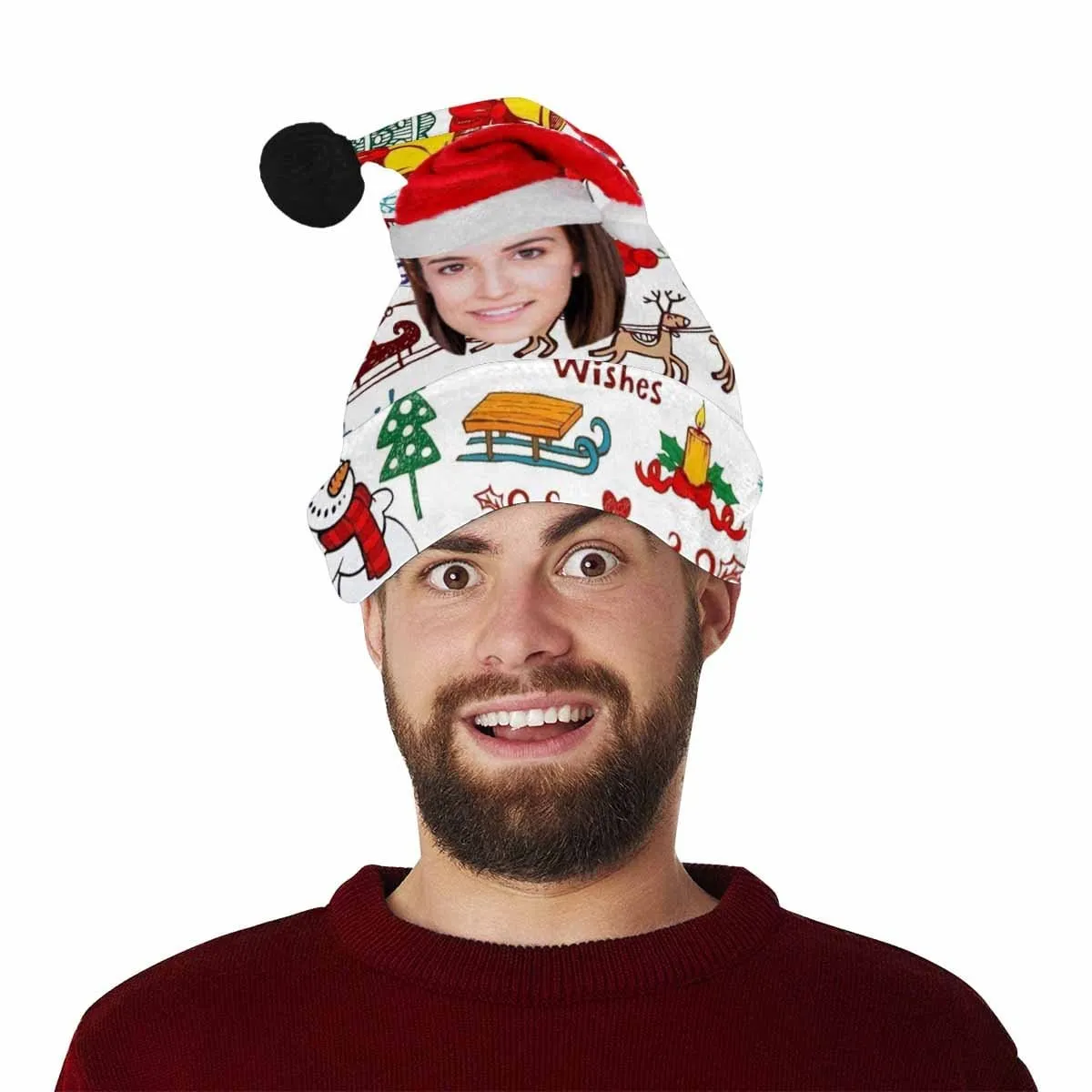 Custom Face Cute Christmas Patterns Christmas Santa Hat