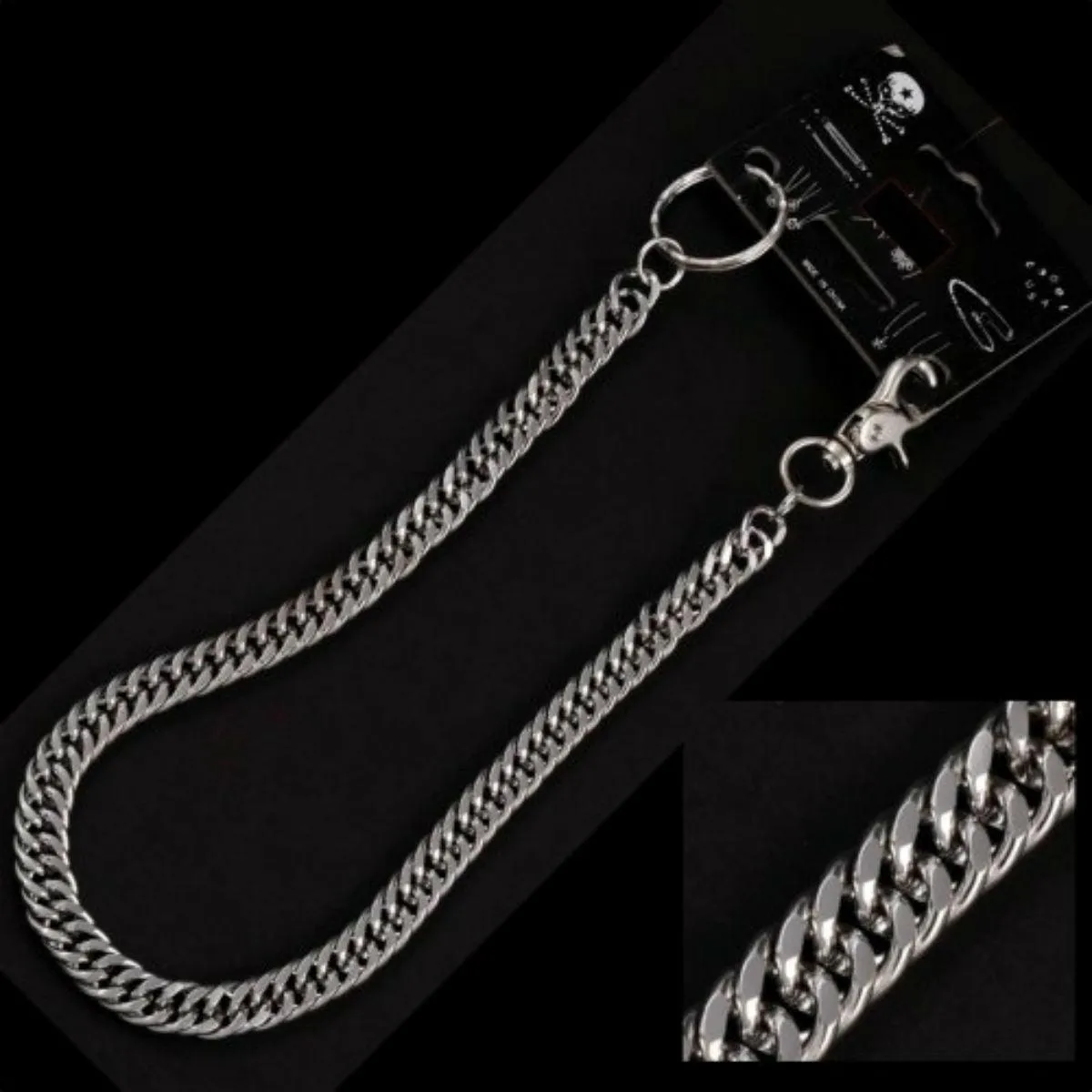 Daniel Smart Chromed Double Chain Wallet Chain, Unisex, Silver Color