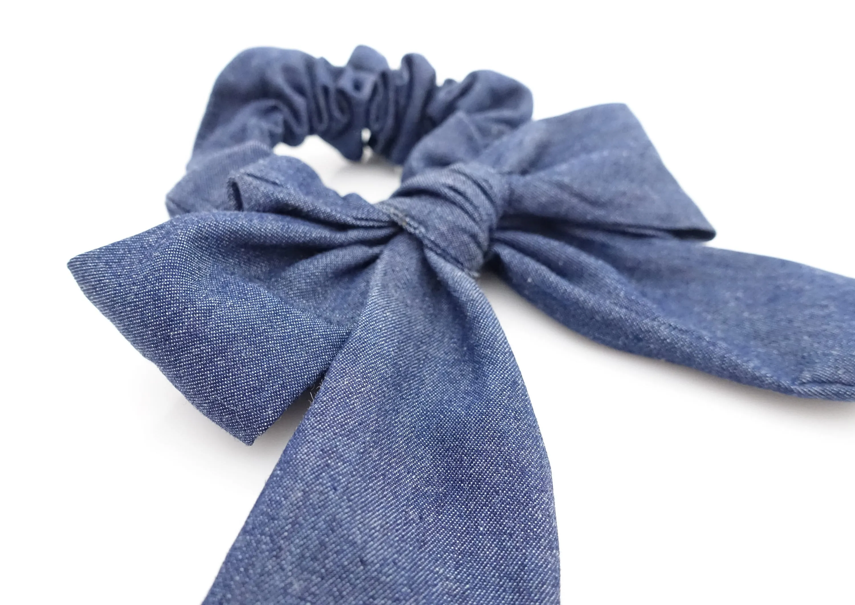 denim bow knot scrunchies cotton casual scrunchy woman hair elastic