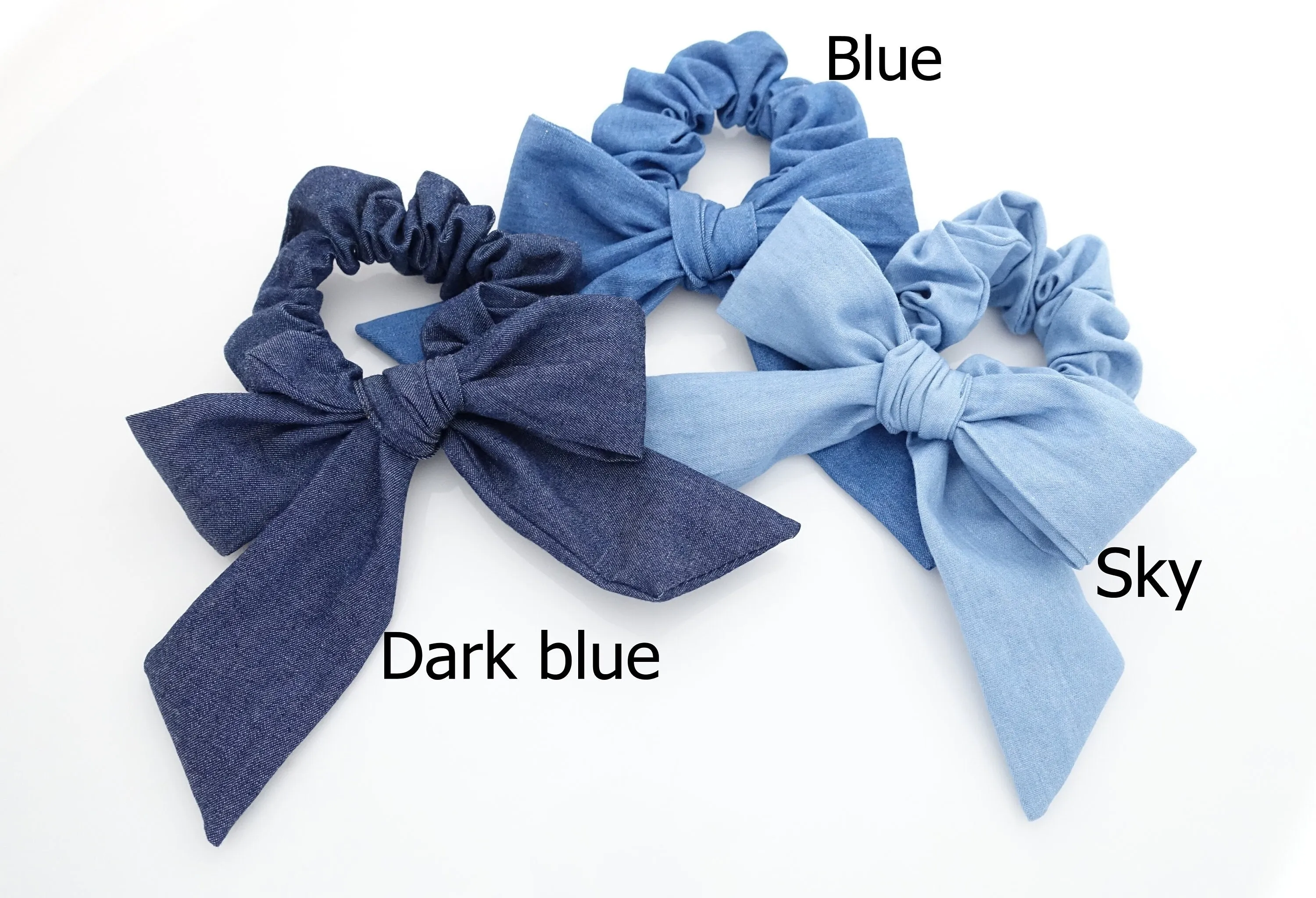 denim bow knot scrunchies cotton casual scrunchy woman hair elastic