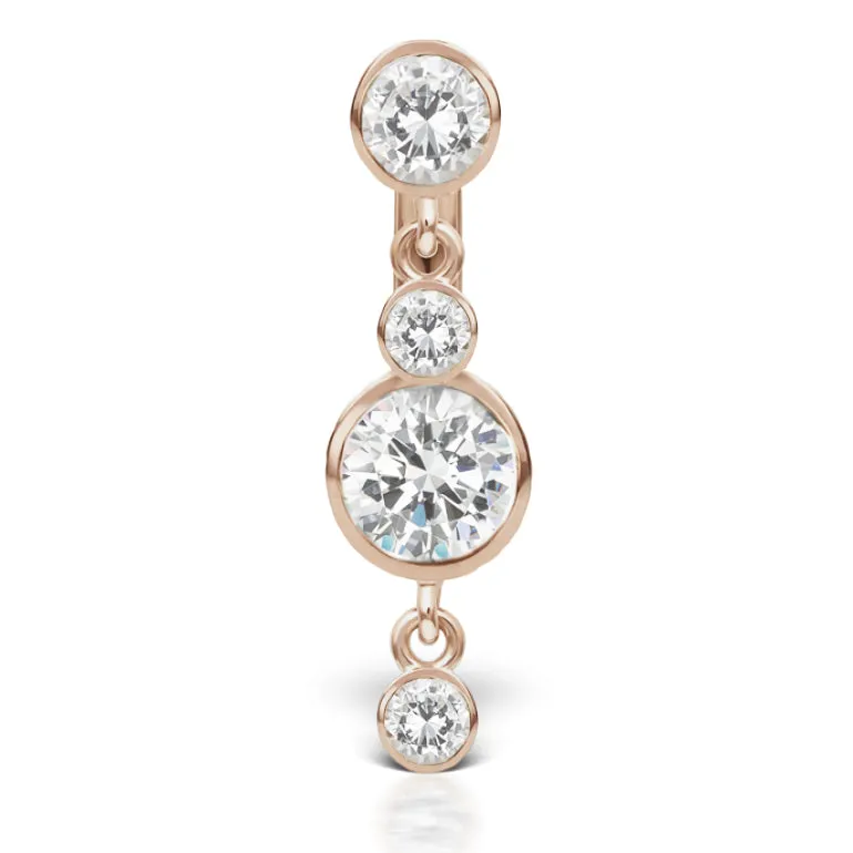 Designer Maria Tash 14K Rose Gold Belly Bar with Double Dangle