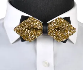 Diamond Tip Gold Crystal Bow Tie