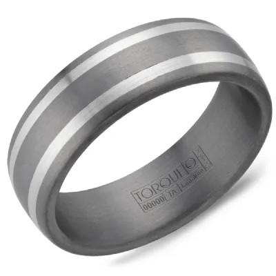 Double Row 10K Gold Inlay Tantalum Band