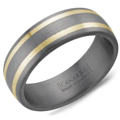 Double Row 10K Gold Inlay Tantalum Band
