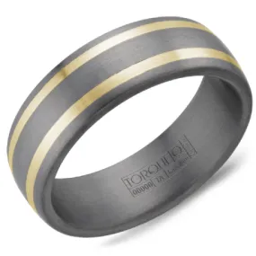 Double Row 10K Gold Inlay Tantalum Band