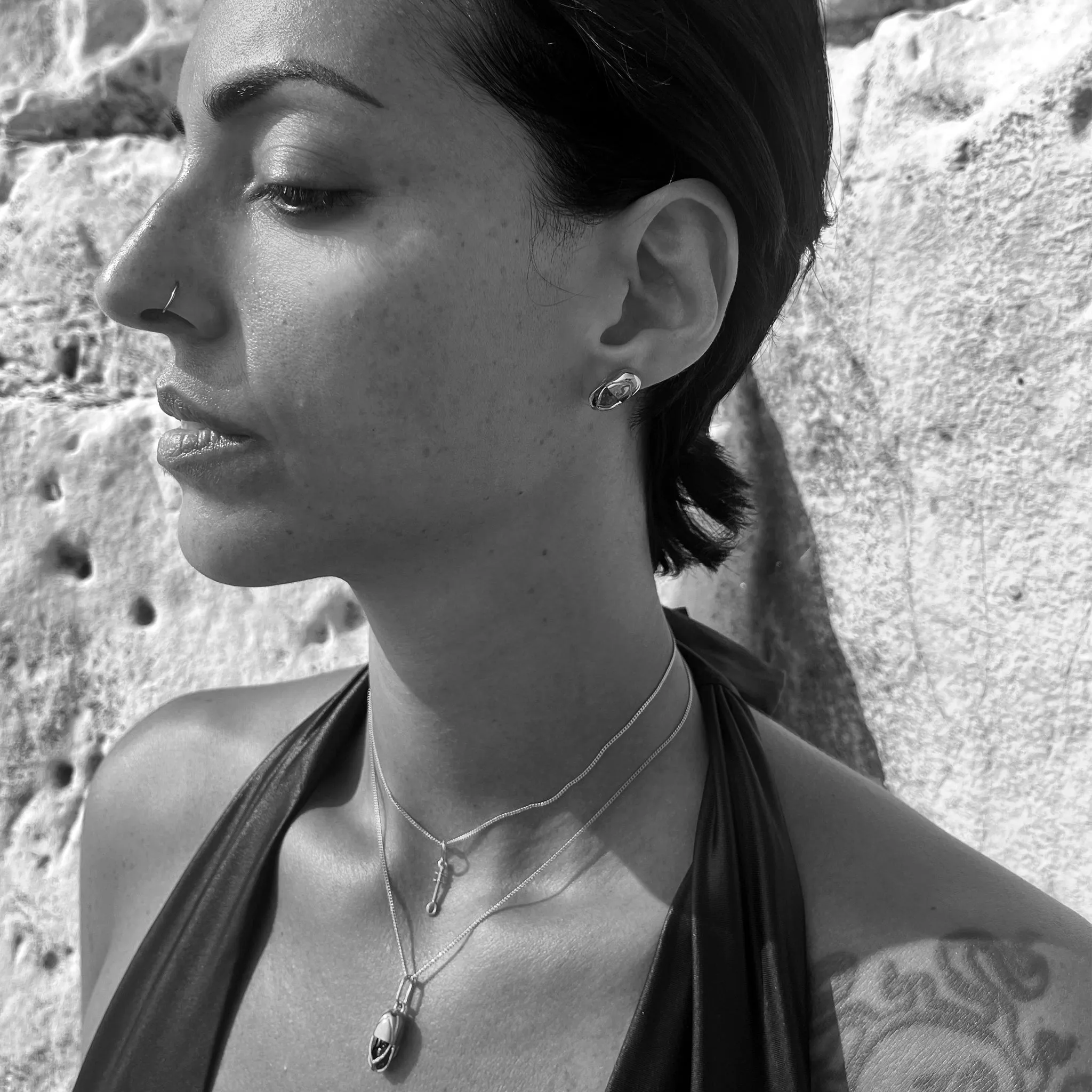 Egyptian Nefer Symbol Necklace - Sterling Silver