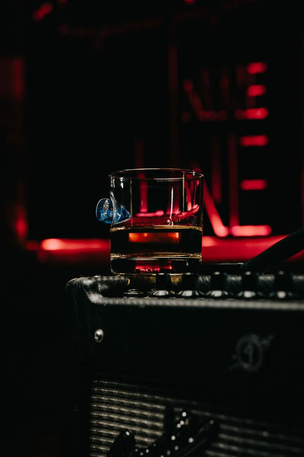 Embedded Guitar Pick American Made Whiskey Glass