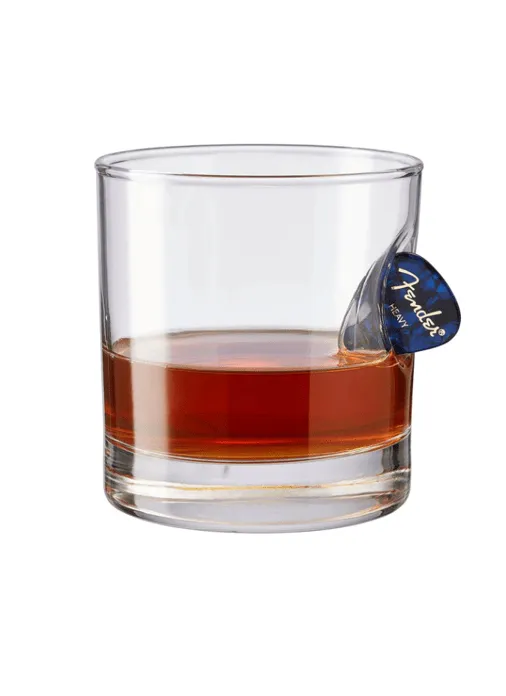 Embedded Guitar Pick American Made Whiskey Glass