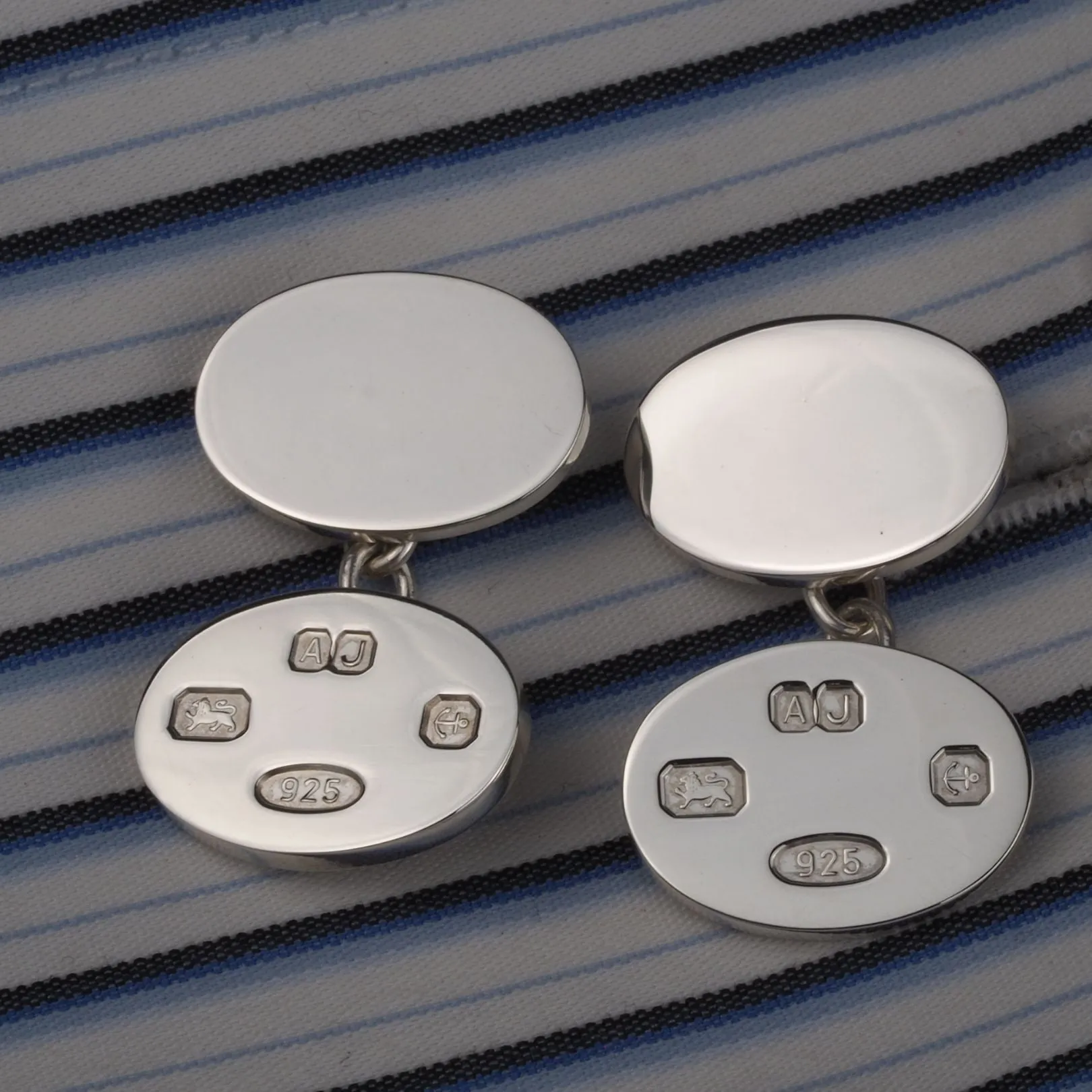 Engraved Sterling Silver Feature Hallmark Cufflinks Personalised