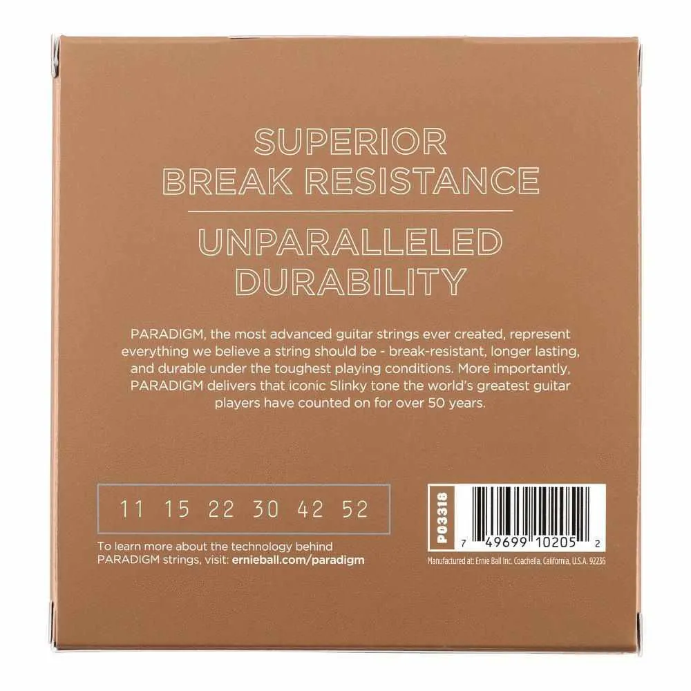 Ernie Ball Paradigm Light Phosphor Bronze Acoustic Guitar Strings 11-52 Gauge, 3 Pack