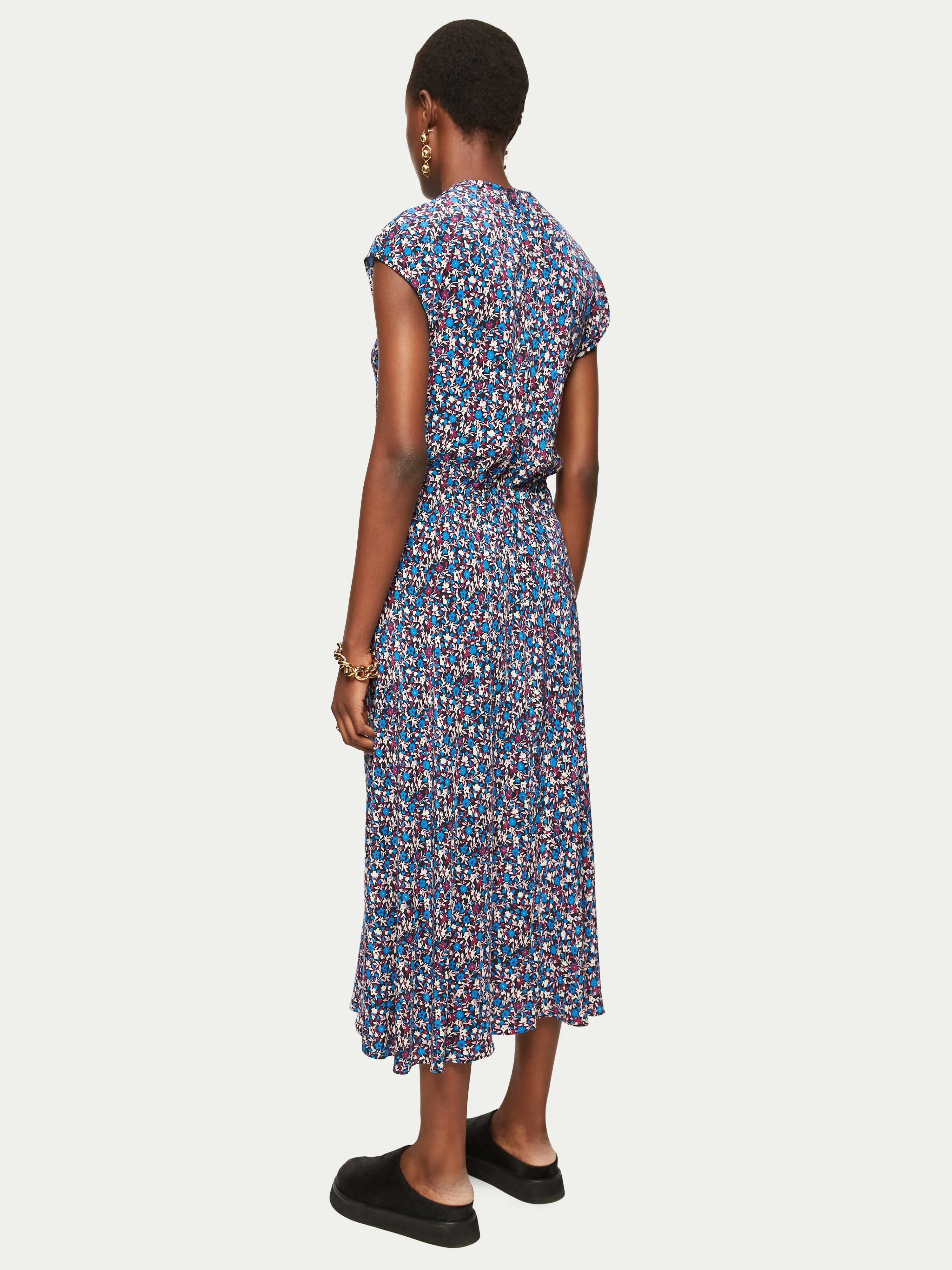 Etoile Ditsy Cowl Neck Dress | Blue