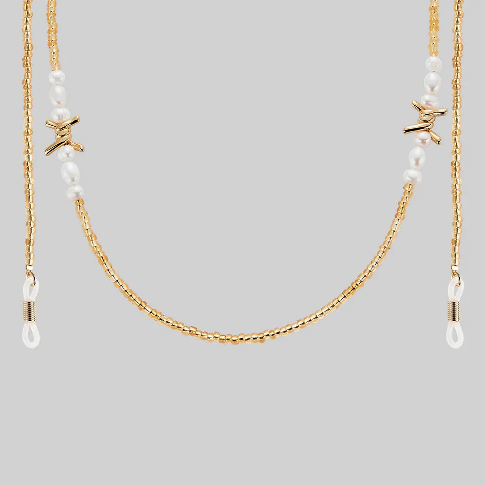 FOREVER. Barbed Wire & Ivory Pearl Sunglasses Chain - Gold