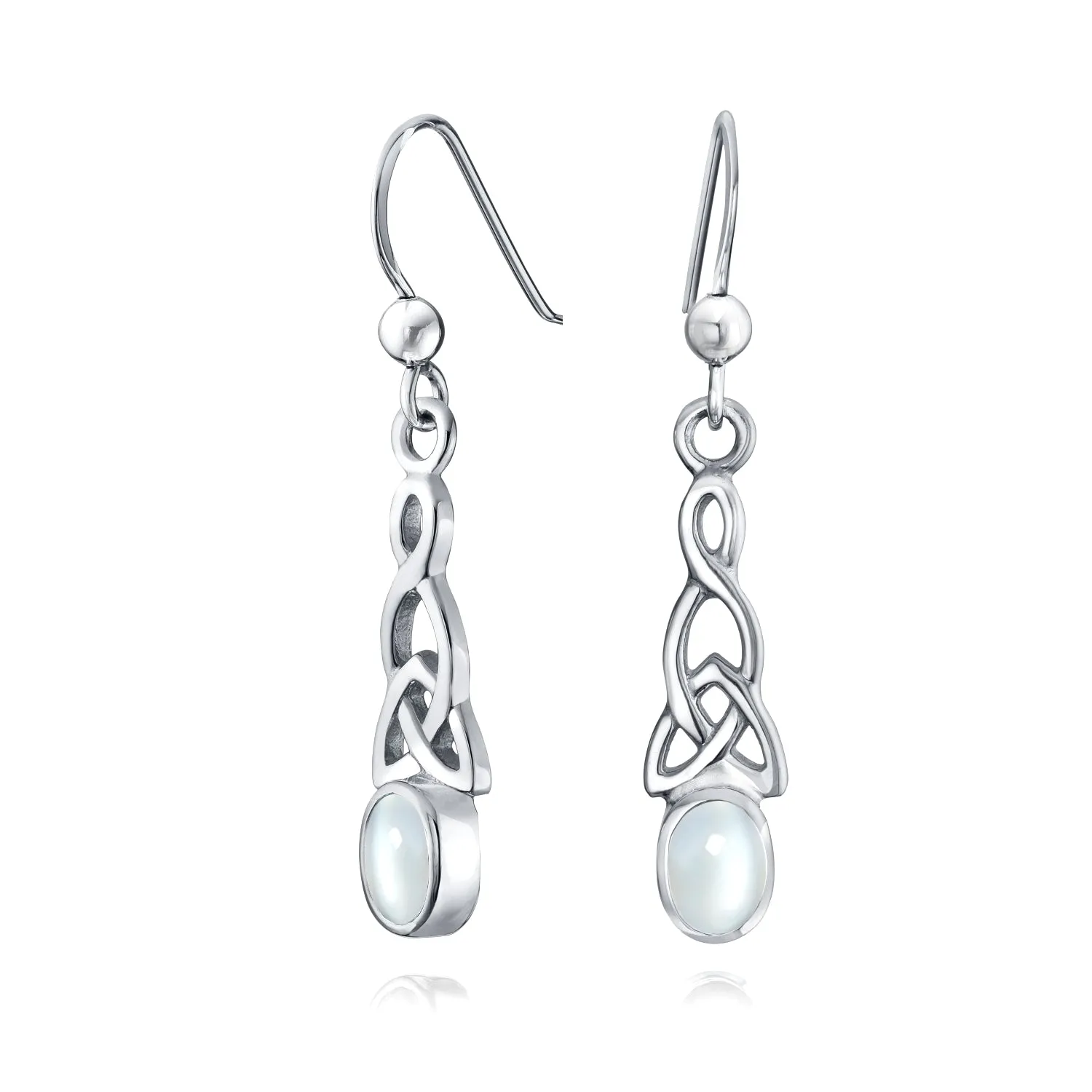 Gemstone Celtic Knot Love Knot Dangle Earrings Sterling Silver