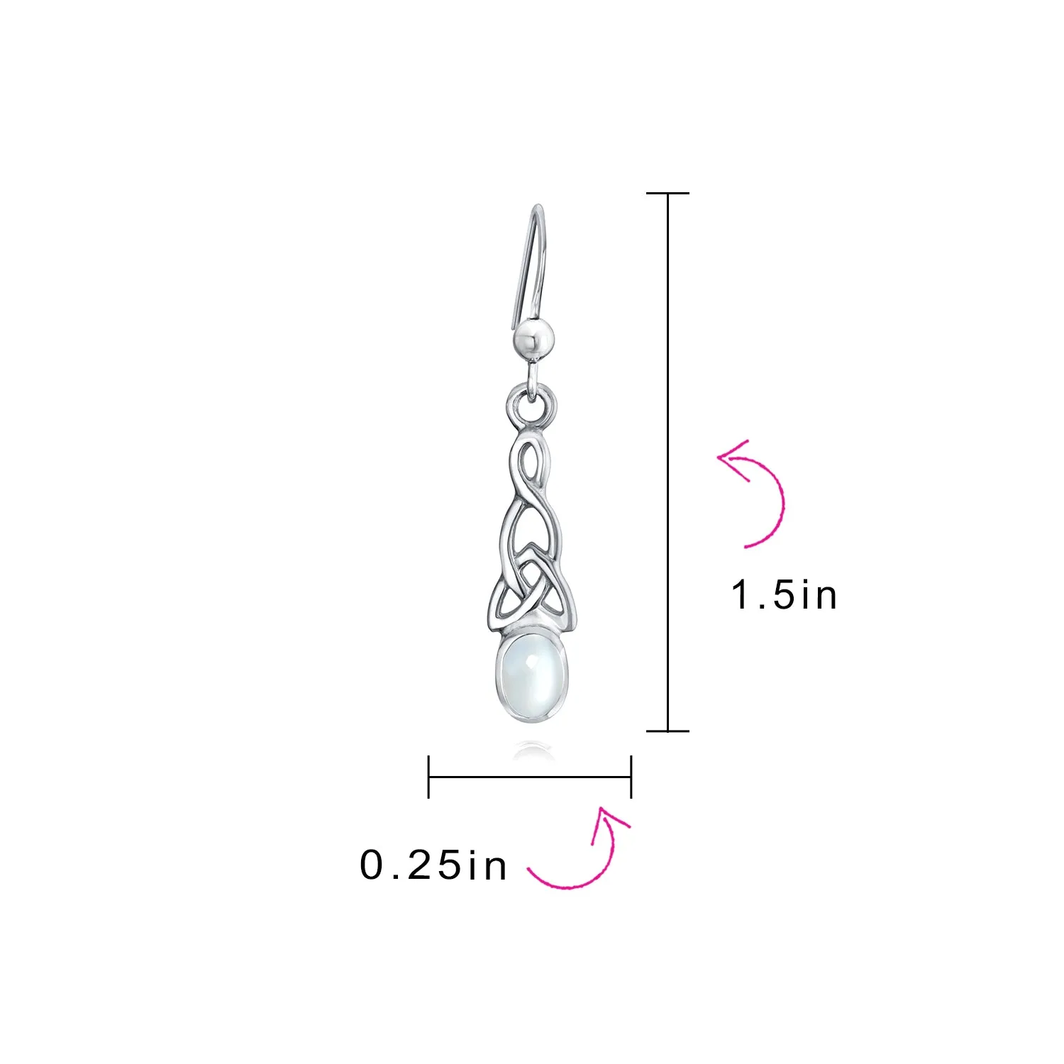 Gemstone Celtic Knot Love Knot Dangle Earrings Sterling Silver