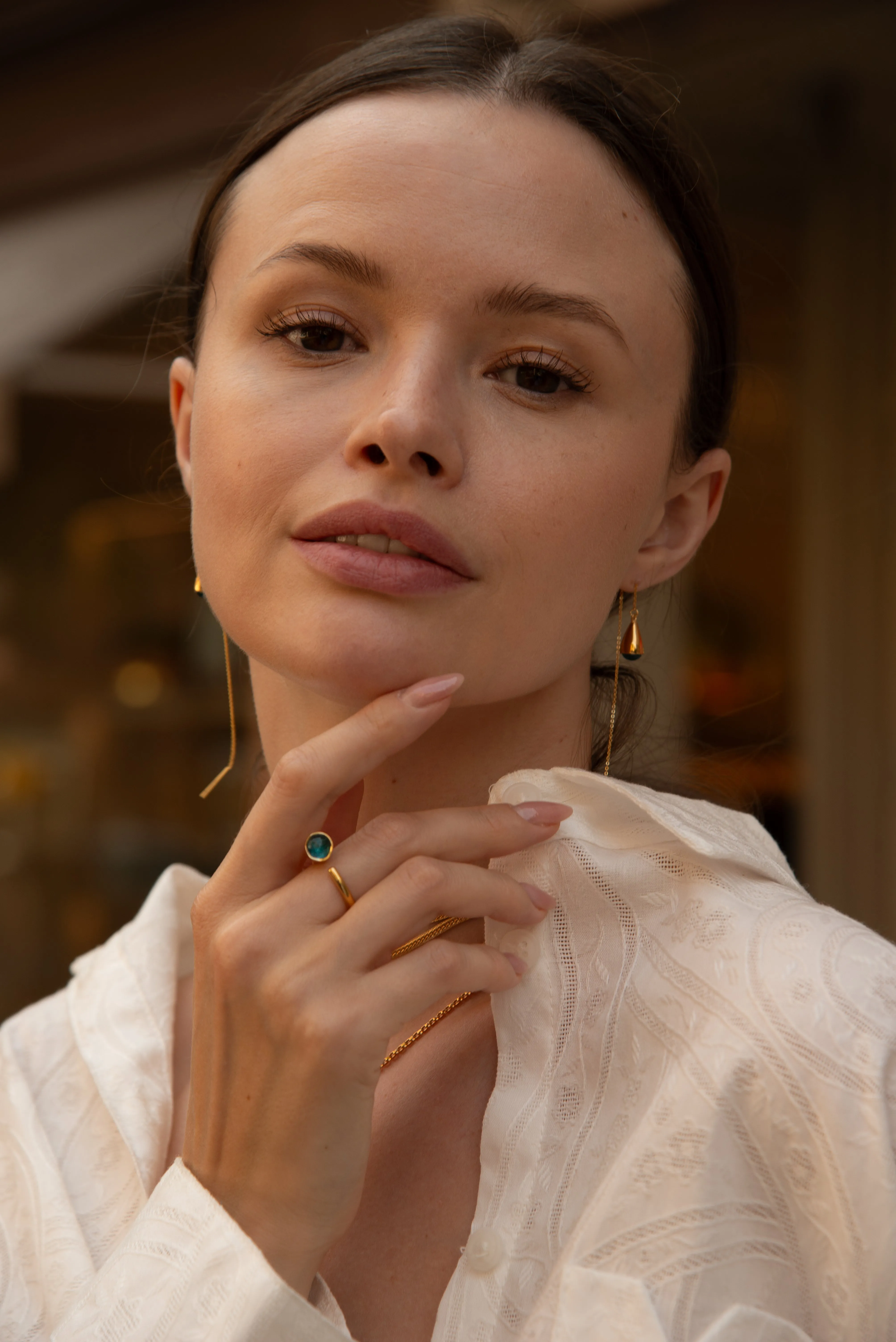 Glass Dash Chain Threader Earrings