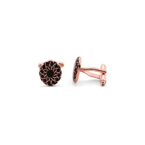 Gold & Enamel Cufflinks - Trojan Flower - Black