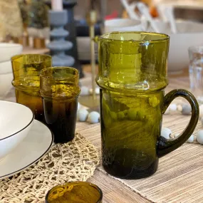 Handblown Moroccan Beldi Pitcher Bronze with Handle