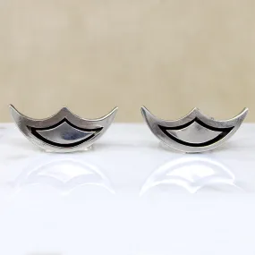 Handsome Scalloped Moon Sterling Cufflinks