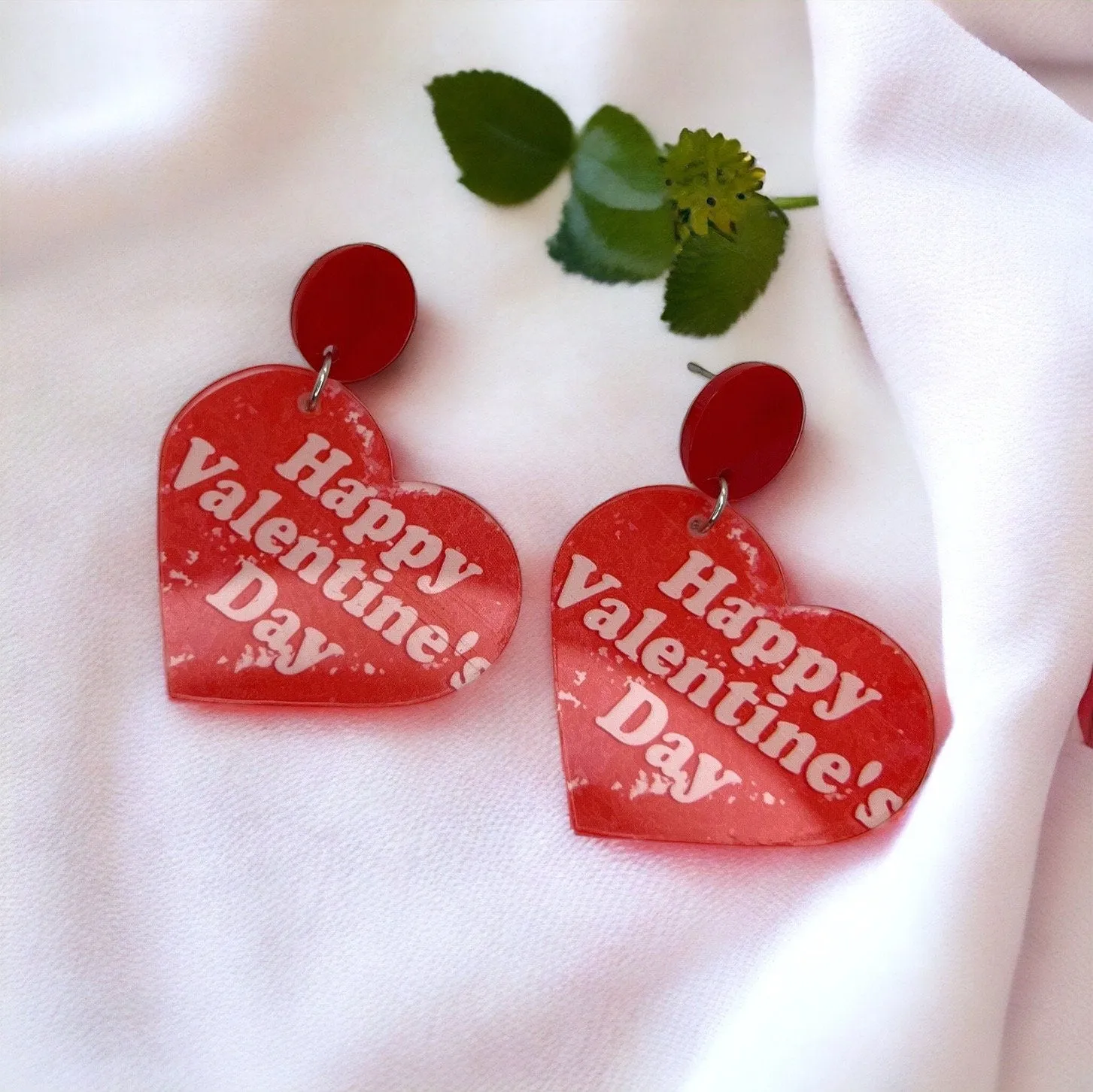 Happy Valentine’s Day Earrings - Red Heart, Heart Earrings, Valentine’s Earrings, Valentine Gift, Love Earrings, Heart Accessories, Hearts