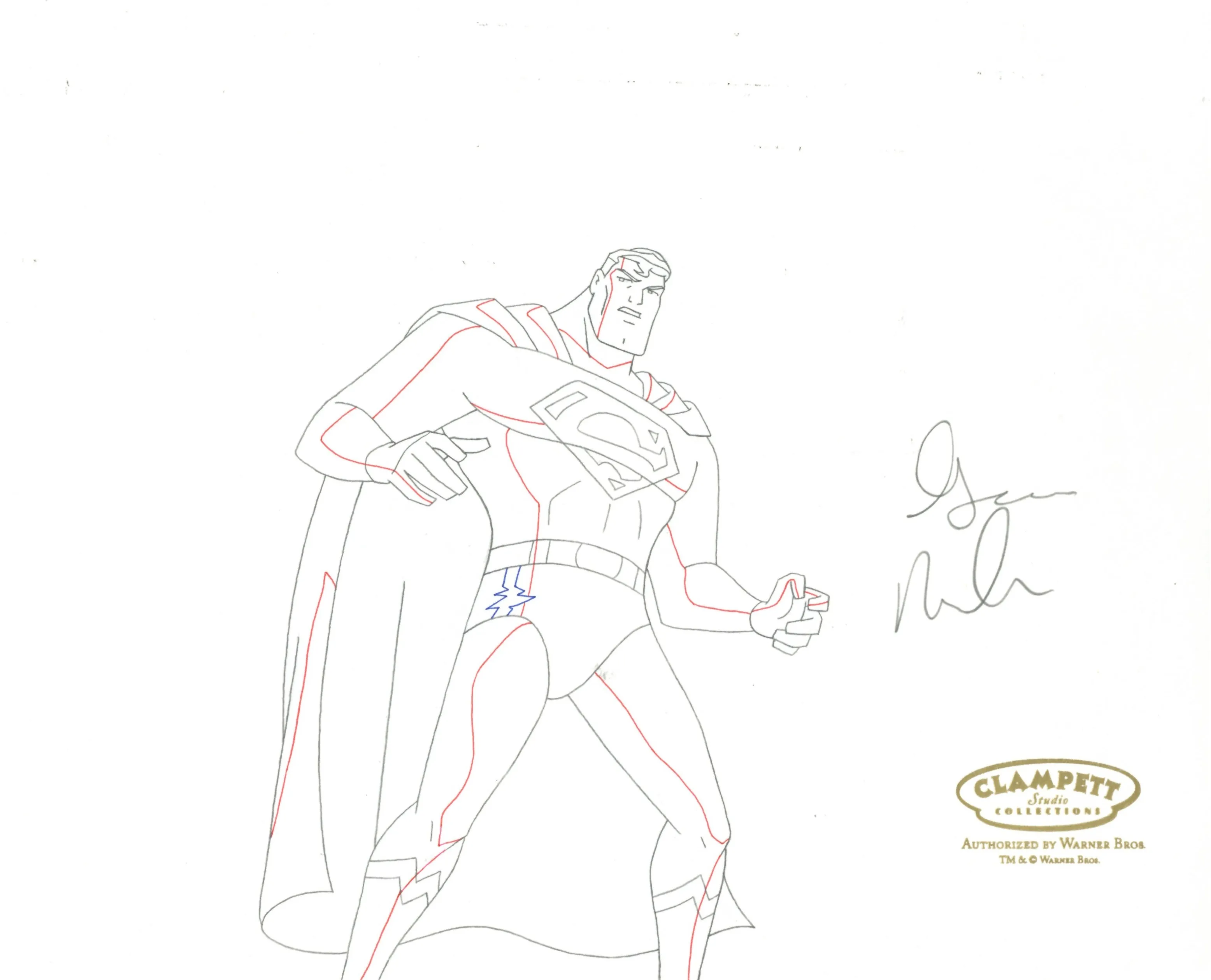 Justice League Original Production Drawing Signed by George Newbern: Superman