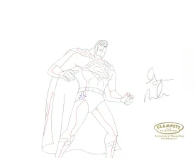 Justice League Original Production Drawing Signed by George Newbern: Superman