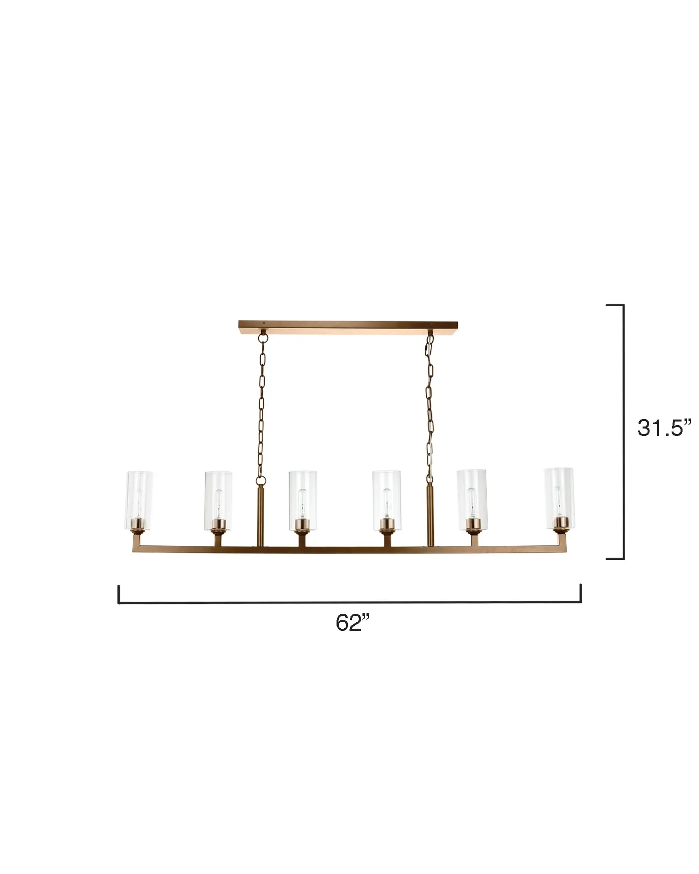 Linear 6 Light Chandelier Antique Brass