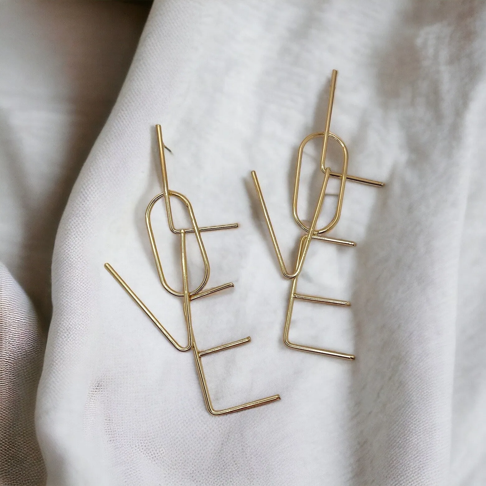 Love Earrings - Valentine’s Day, Heart Earrings, Valentine’s Earrings, Valentine Gift, Love Accessories, Heart Accessories, Gold Letters
