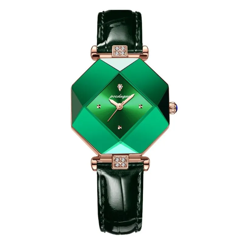 Luxury Wristwatch in Green Diamond Quartz