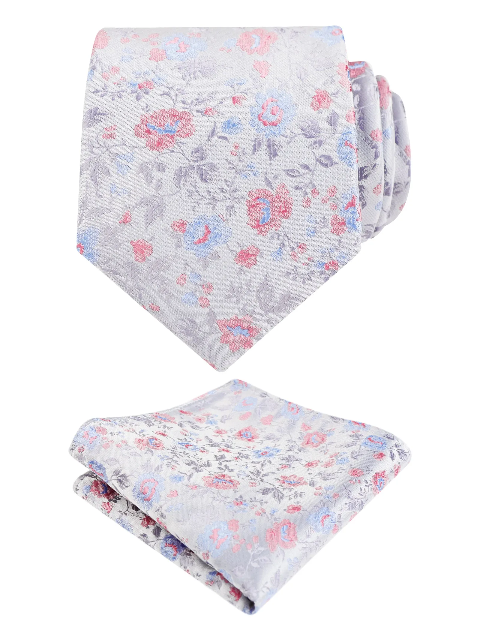 Men's 3.15inches Rustic Tie with Flower Printed Handkerchief-128