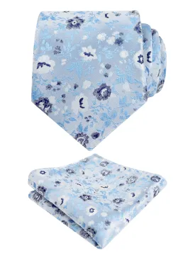 Men's 3.15inches Rustic Tie with Flower Printed Handkerchief-128