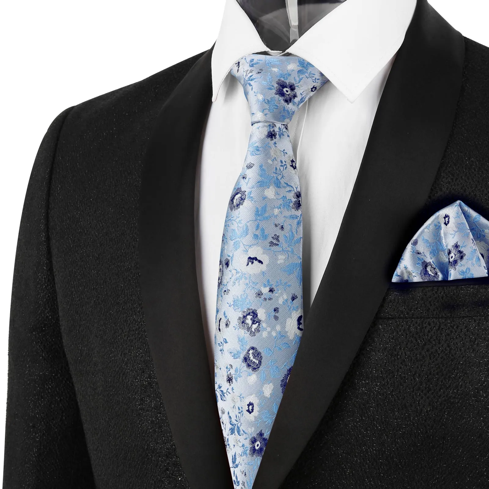Men's 3.15inches Rustic Tie with Flower Printed Handkerchief-128