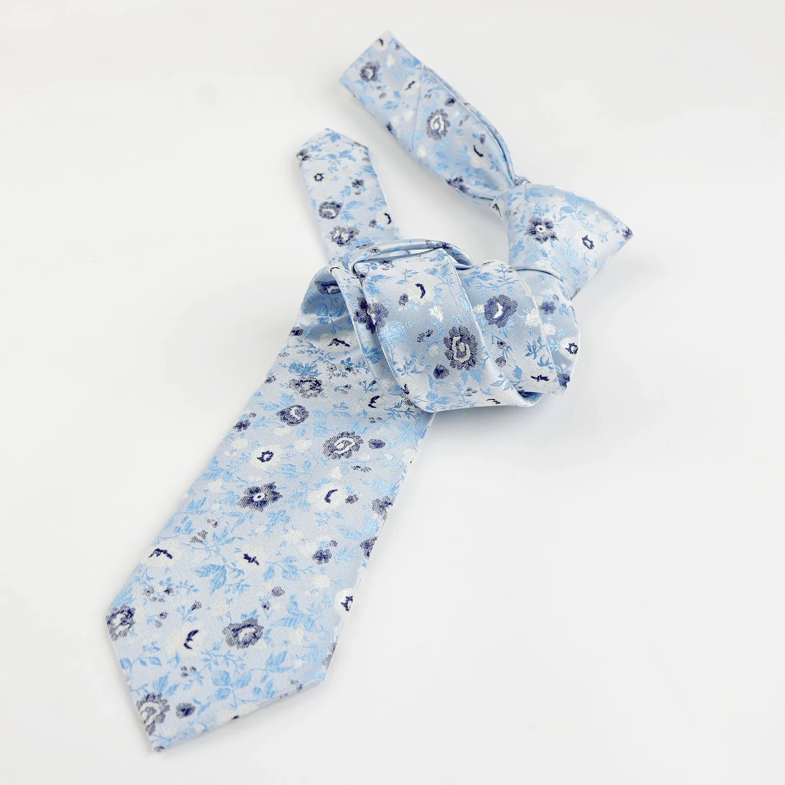 Men's 3.15inches Rustic Tie with Flower Printed Handkerchief-128