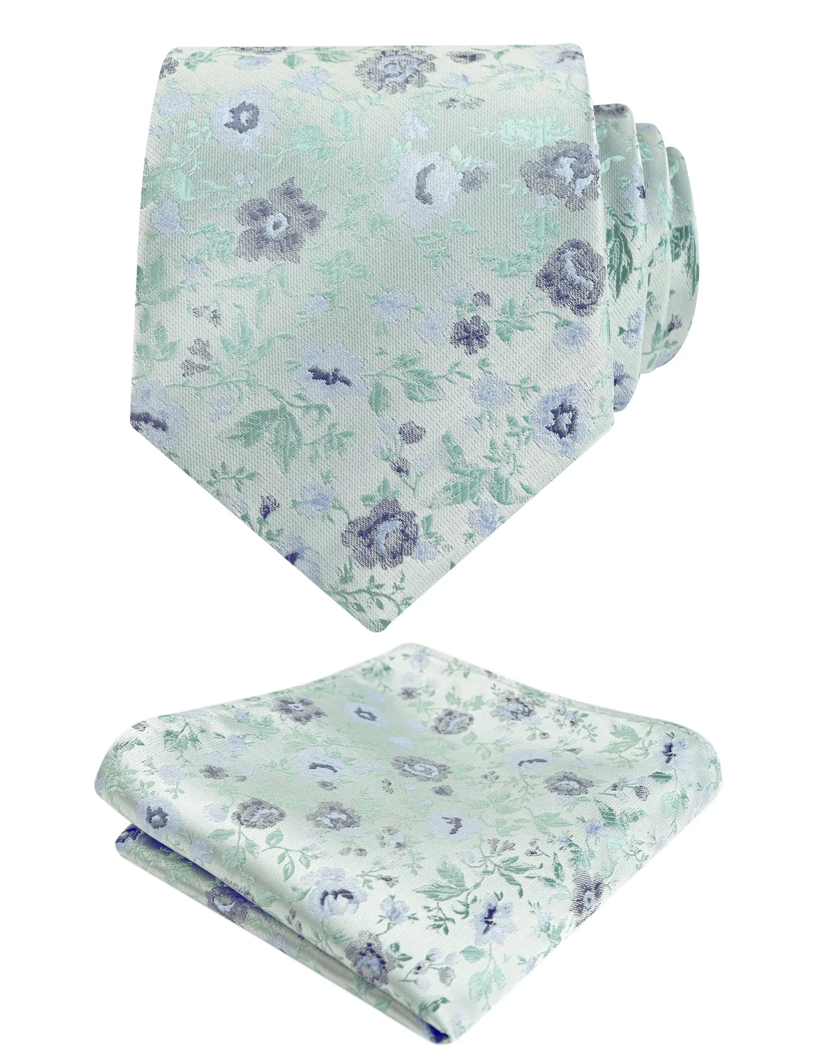 Men's 3.15inches Rustic Tie with Flower Printed Handkerchief-128