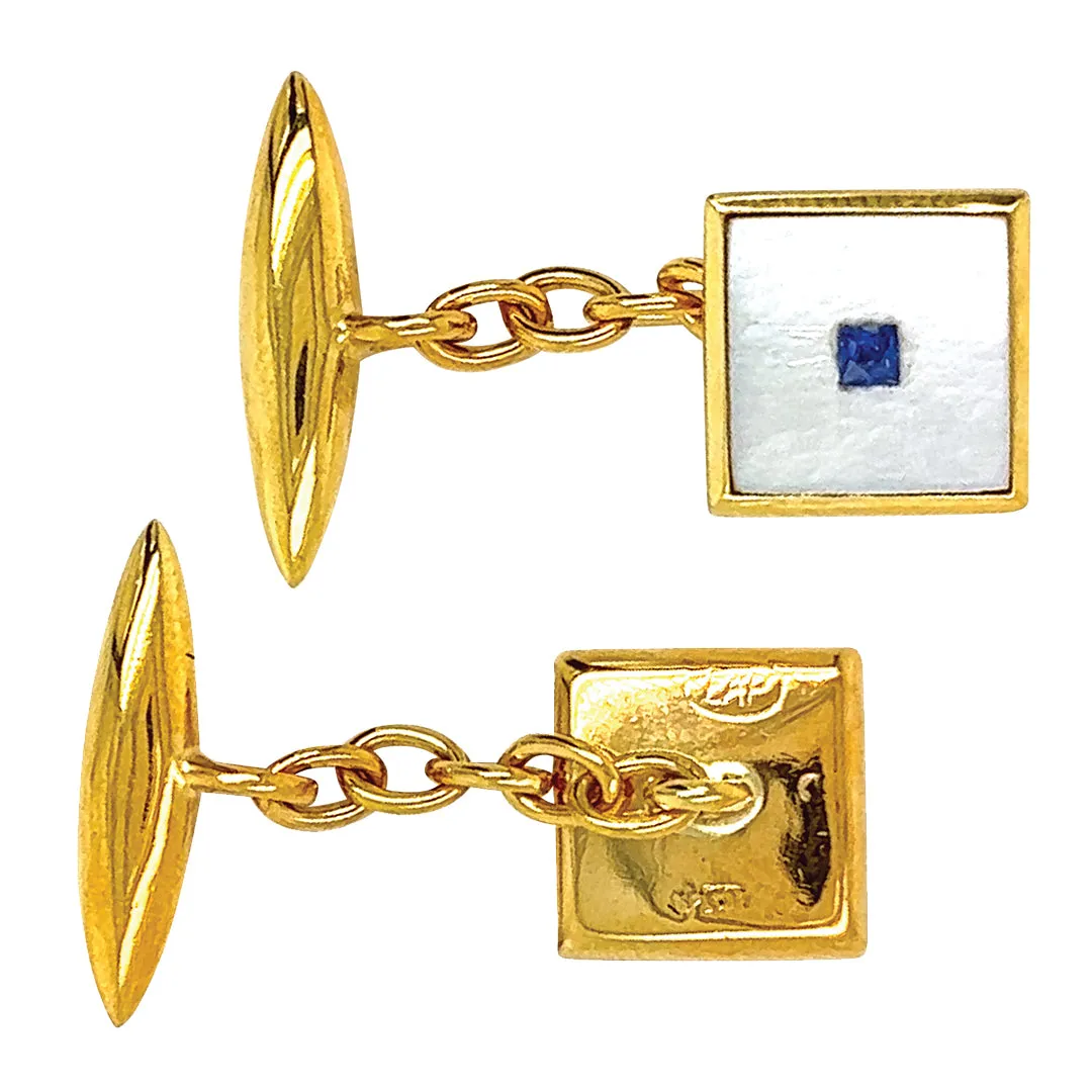 Mother of Pearl & Sapphire Cufflinks