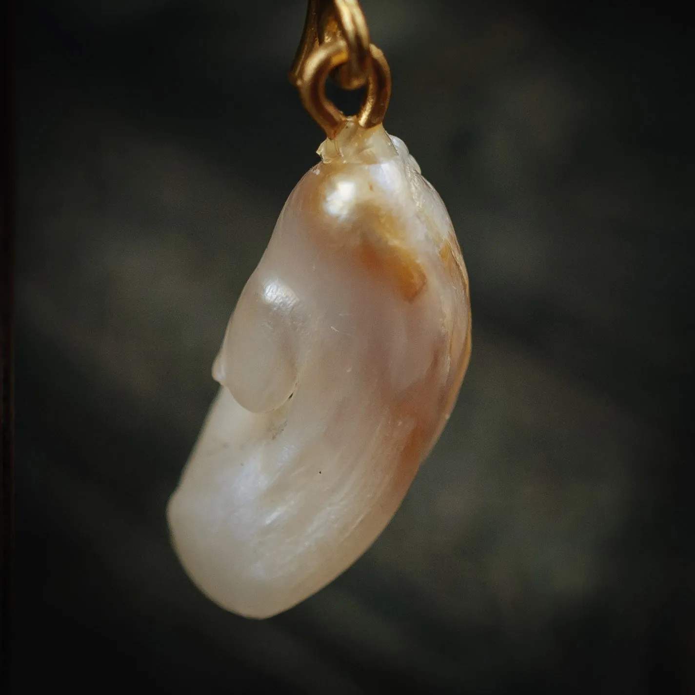 Natural Freshwater Wing Pearl and Diamond Earrings