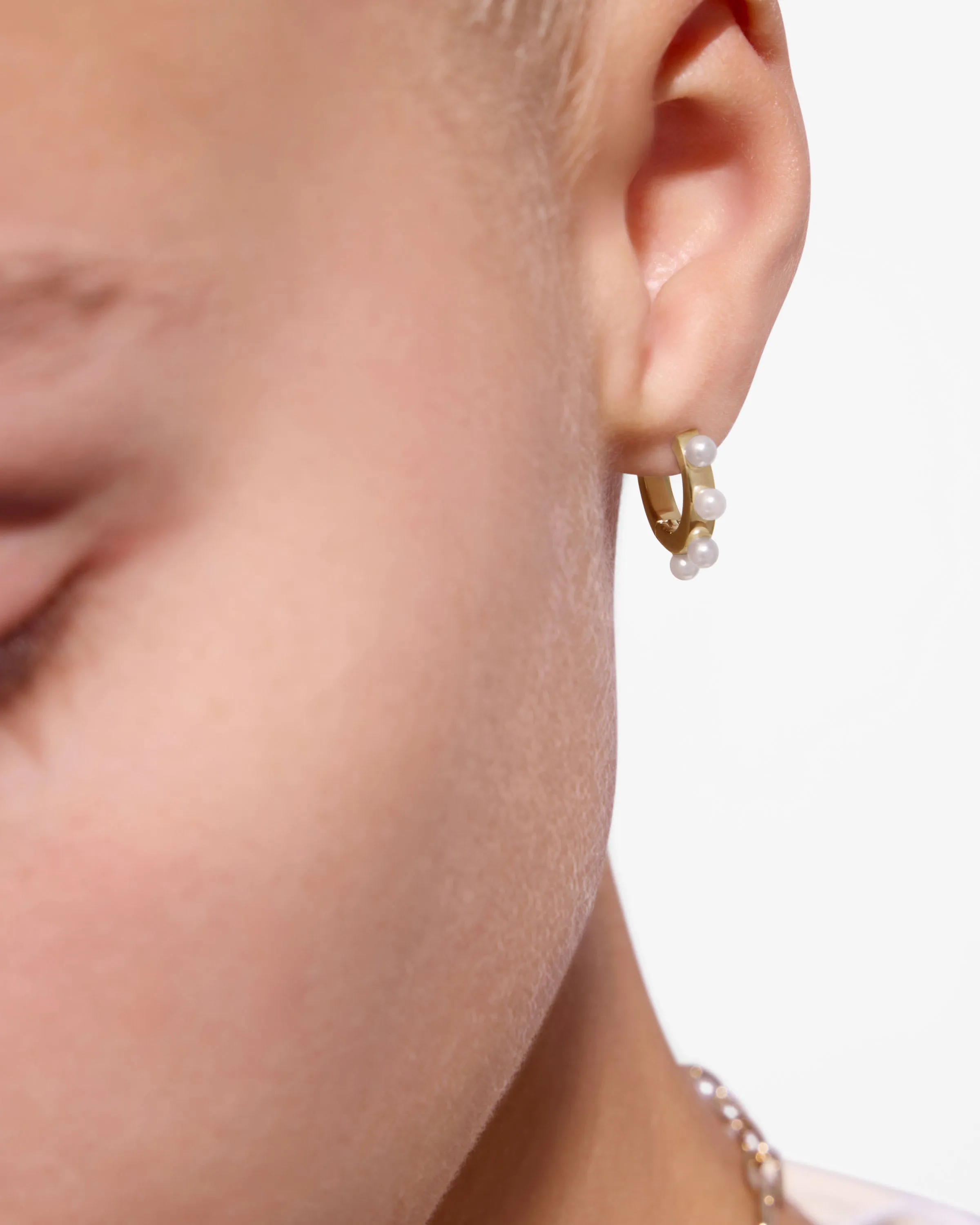 Pearl Huggies - 22 Carat Gold Gilded