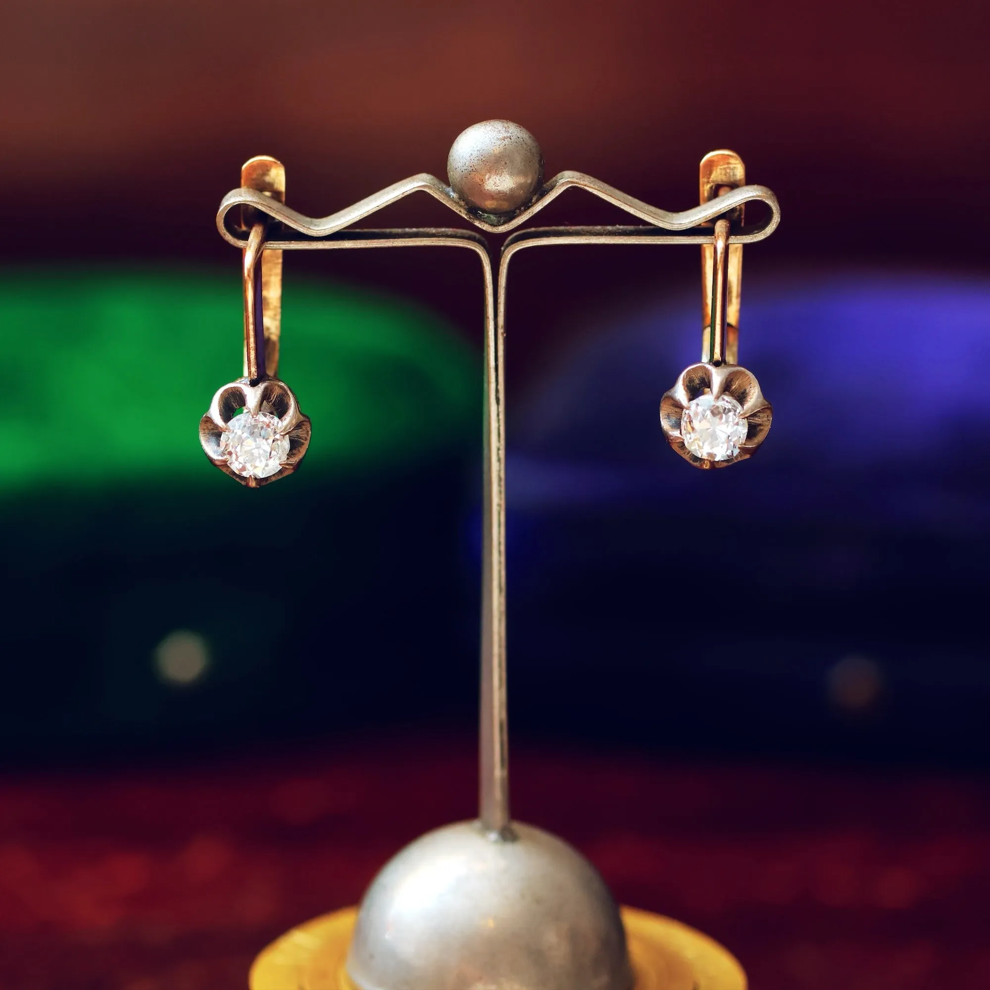 Precious Vintage Lever Back Diamond Earrings