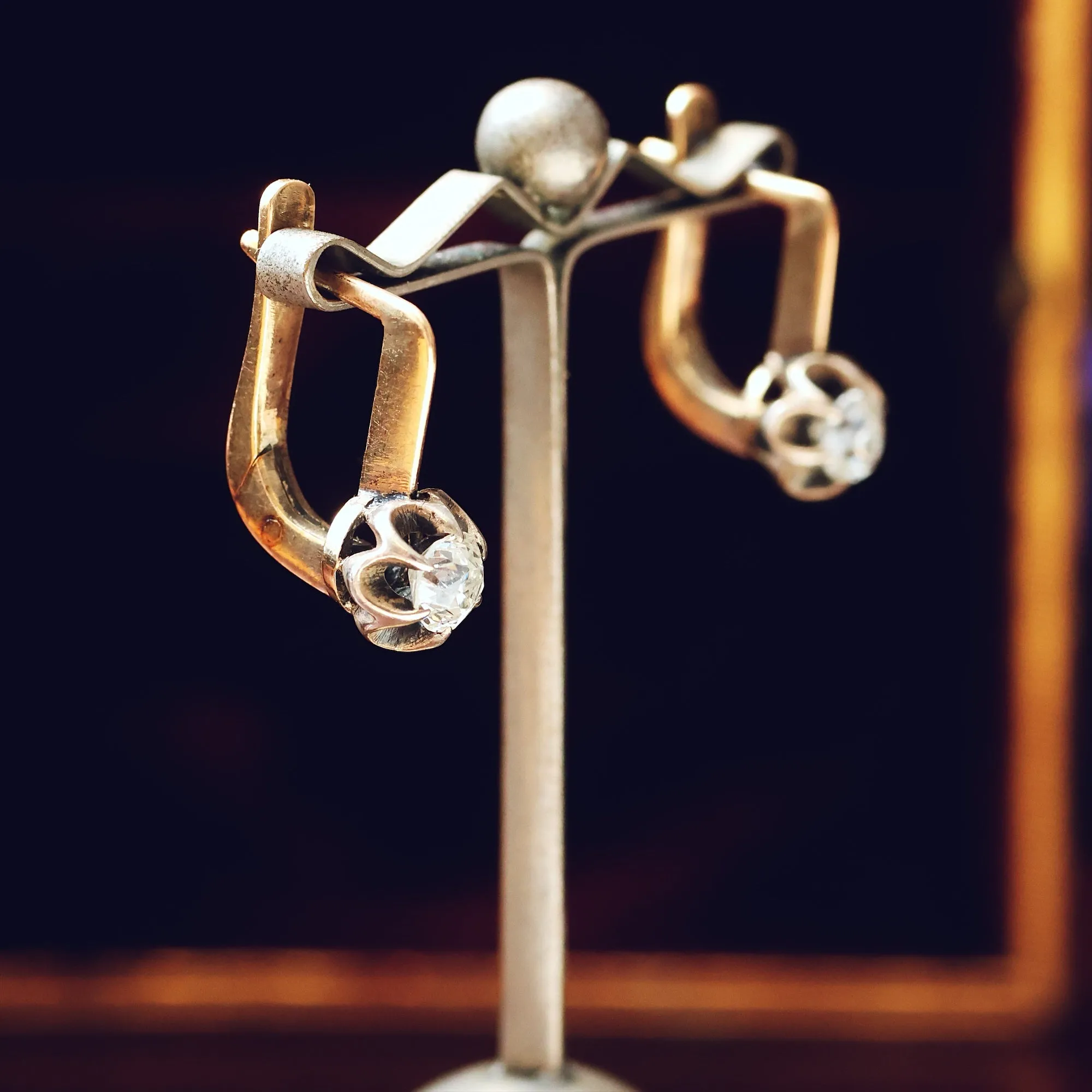 Precious Vintage Lever Back Diamond Earrings