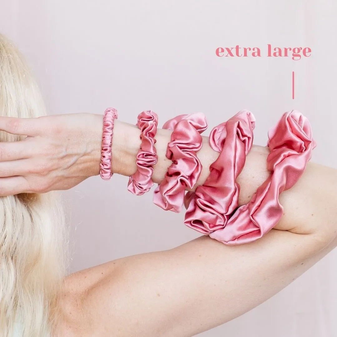 Premium Mulberry Silk Scrunchie - Raspberry - Extra Large