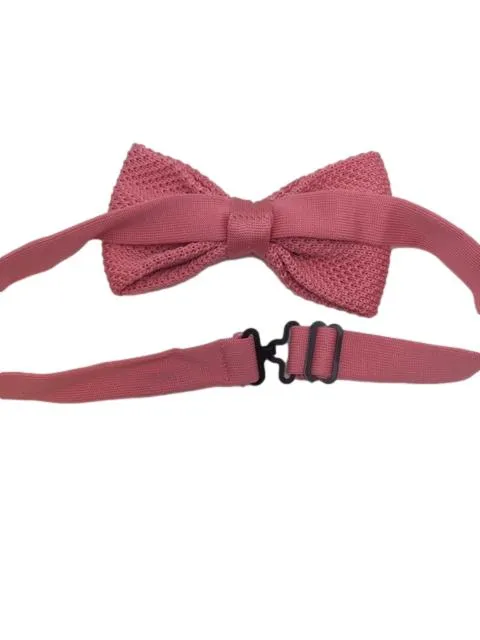 Rose Pink and White Polka Dot Knitted Bow Tie