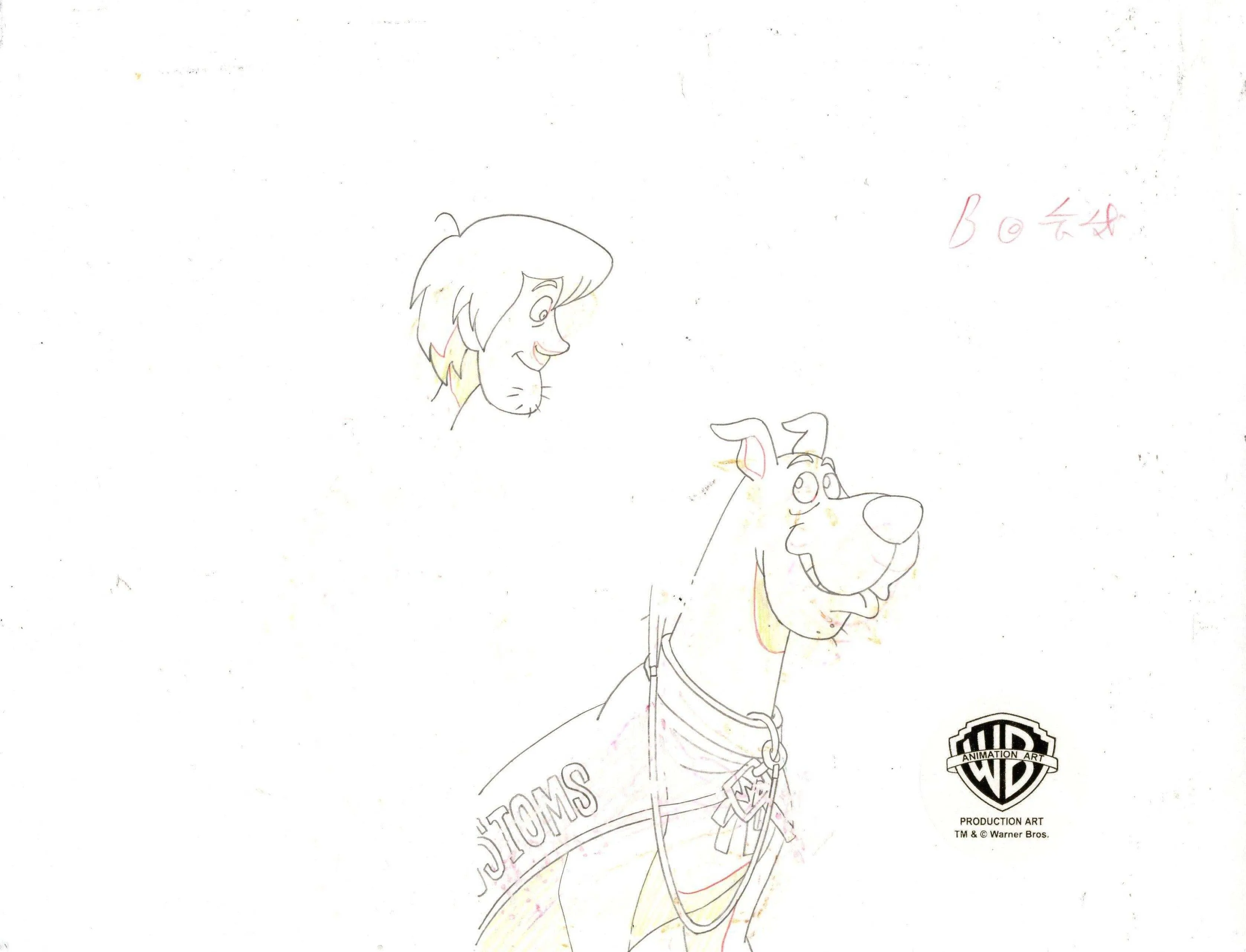 Scooby-Doo on Zombie Island Original Production Cel with Matching Drawing on Original Production Background: Scooby and Shaggy