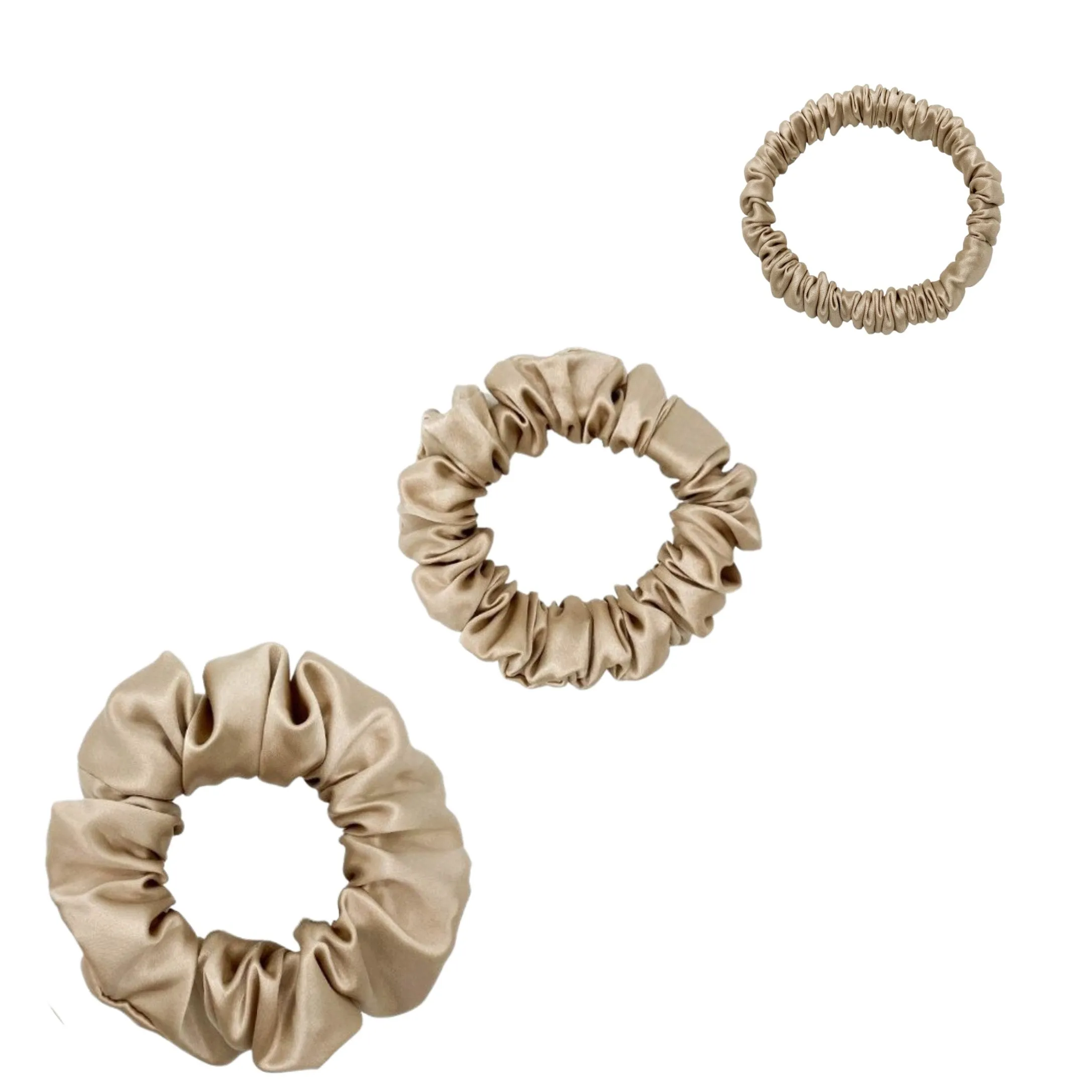 Silk Scrunchies Set - Burgundy - Mini, Small, Medium