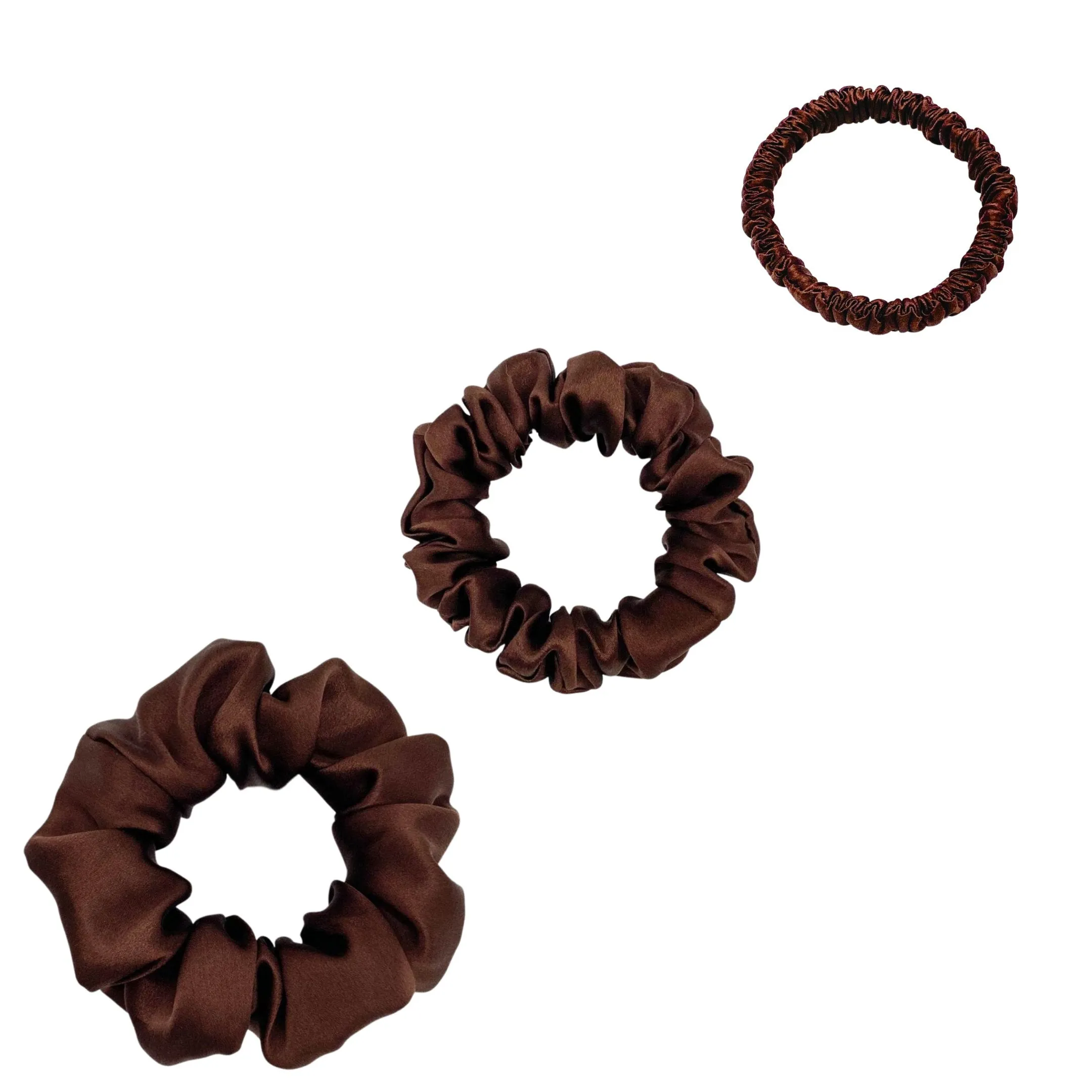 Silk Scrunchies Set - Burgundy - Mini, Small, Medium