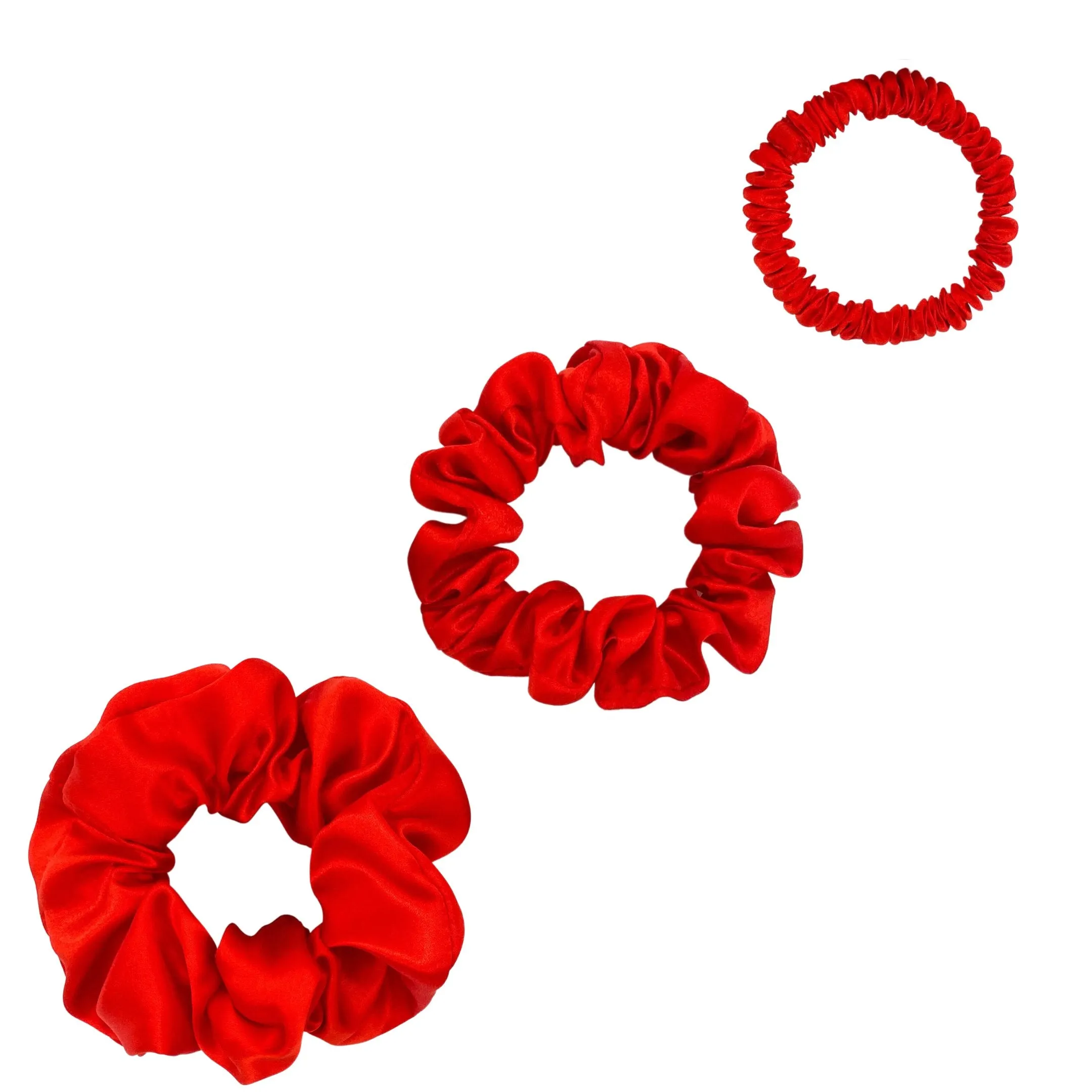 Silk Scrunchies Set - Burgundy - Mini, Small, Medium