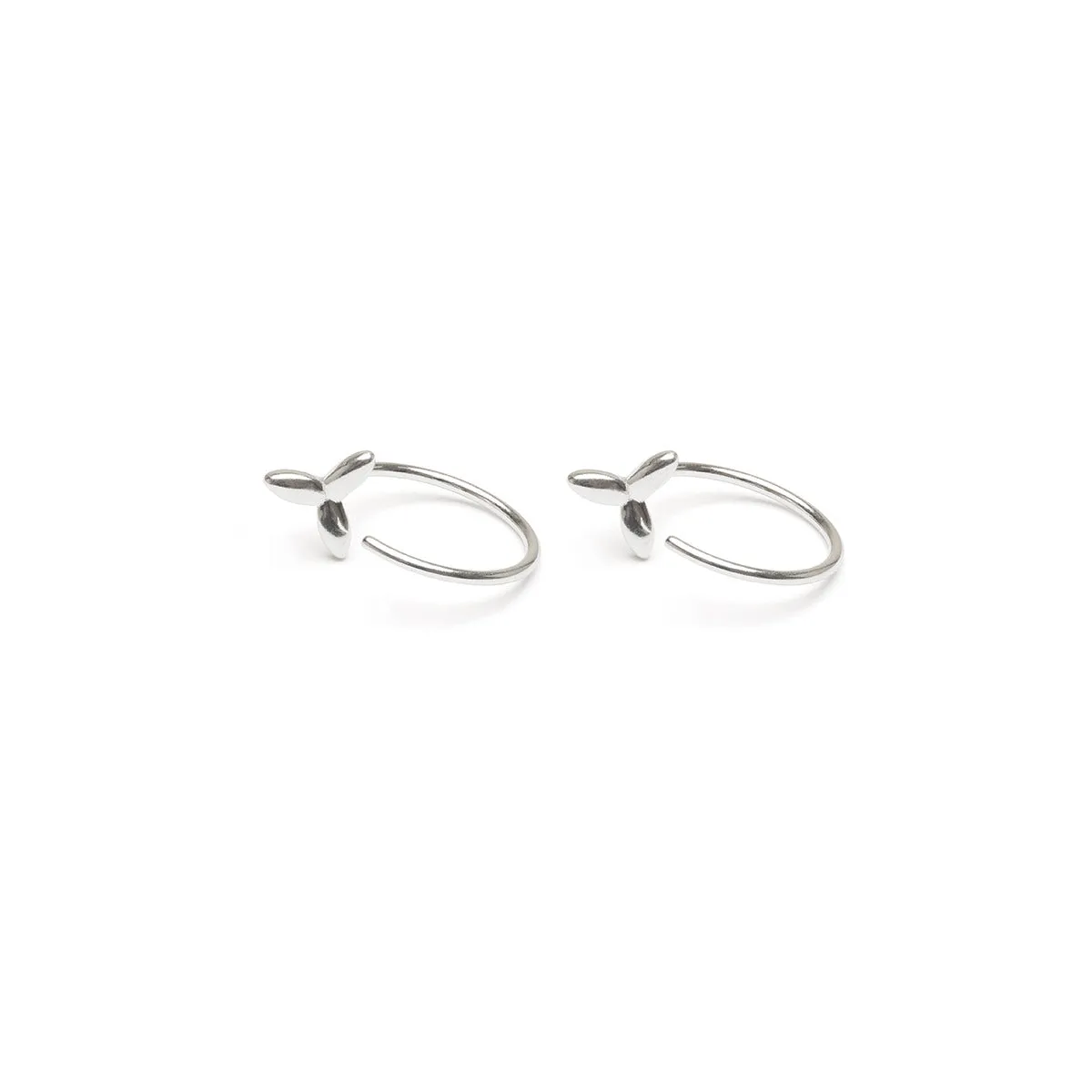 Silver Leaf Huggie Hoops