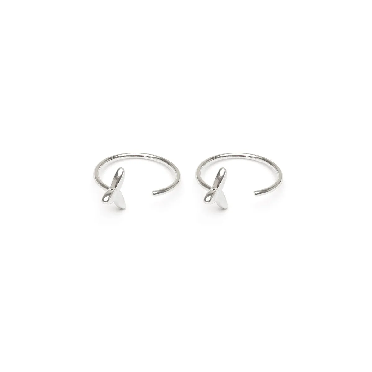 Silver Leaf Huggie Hoops