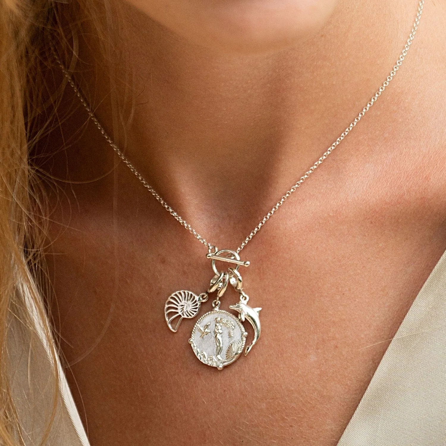 Silver Shell Slice Charm