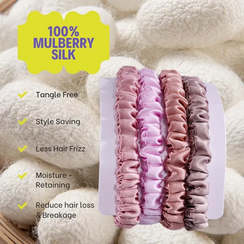 Small silk scrunchies - Castle - 4 Pack - dropshipping