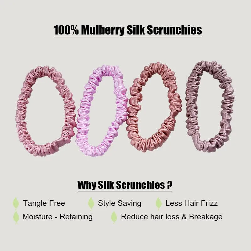 Small silk scrunchies - Castle - 4 Pack - dropshipping