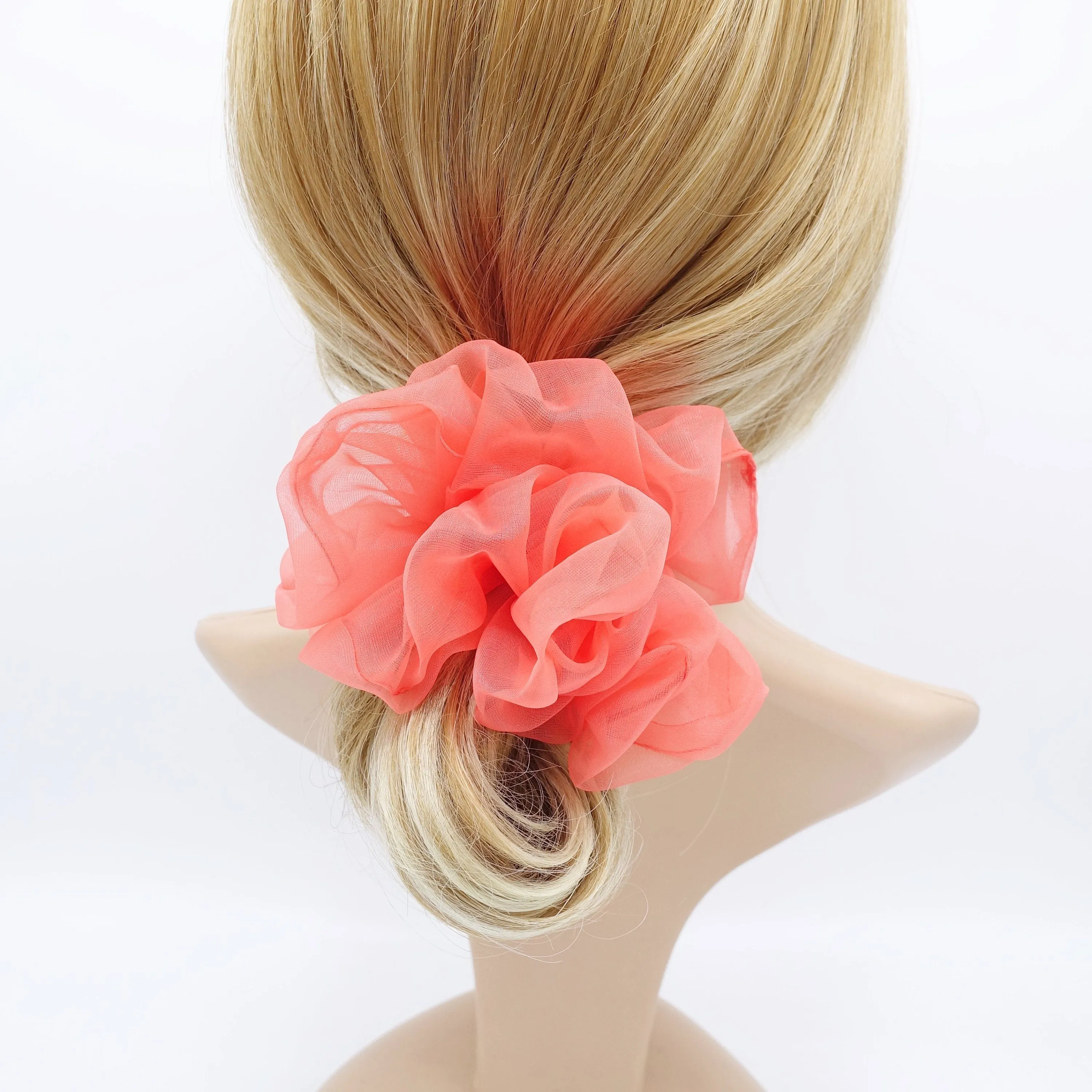 solid organza scrunchies see-through scrunchie woman hair accessory
